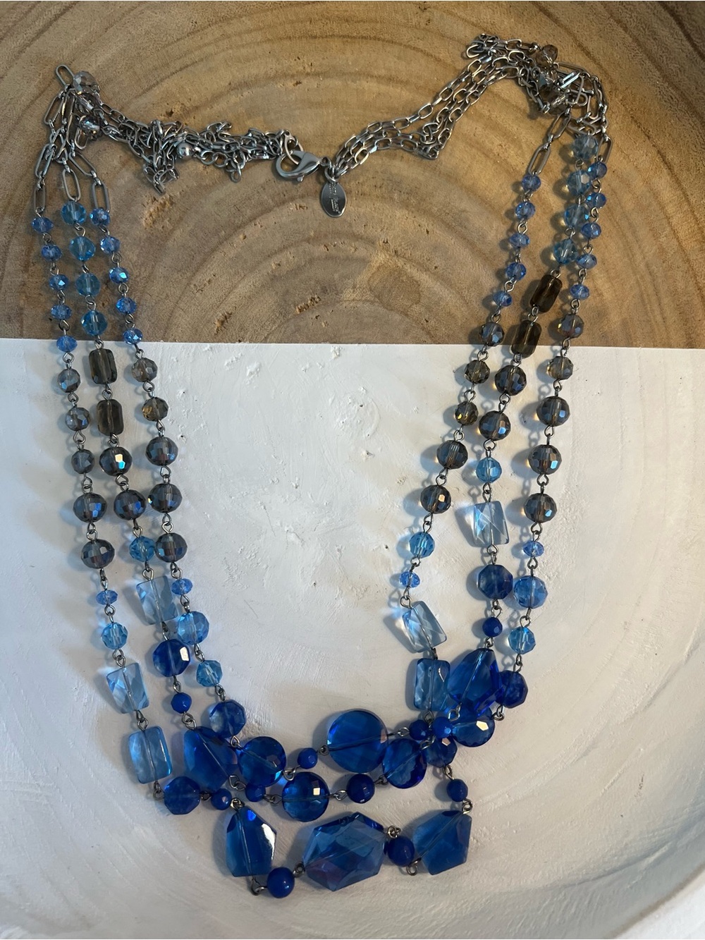 White House Black Market Blue Multi-Strand Beaded Necklace
